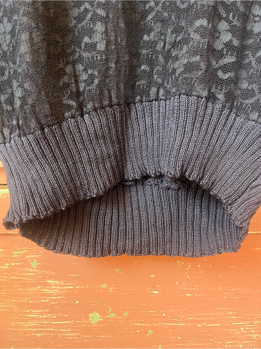 Antique Vintage 30s 40s Art Deco Knit Lace Navy Cotton Blouse Top S/M - Picture 4 of 13